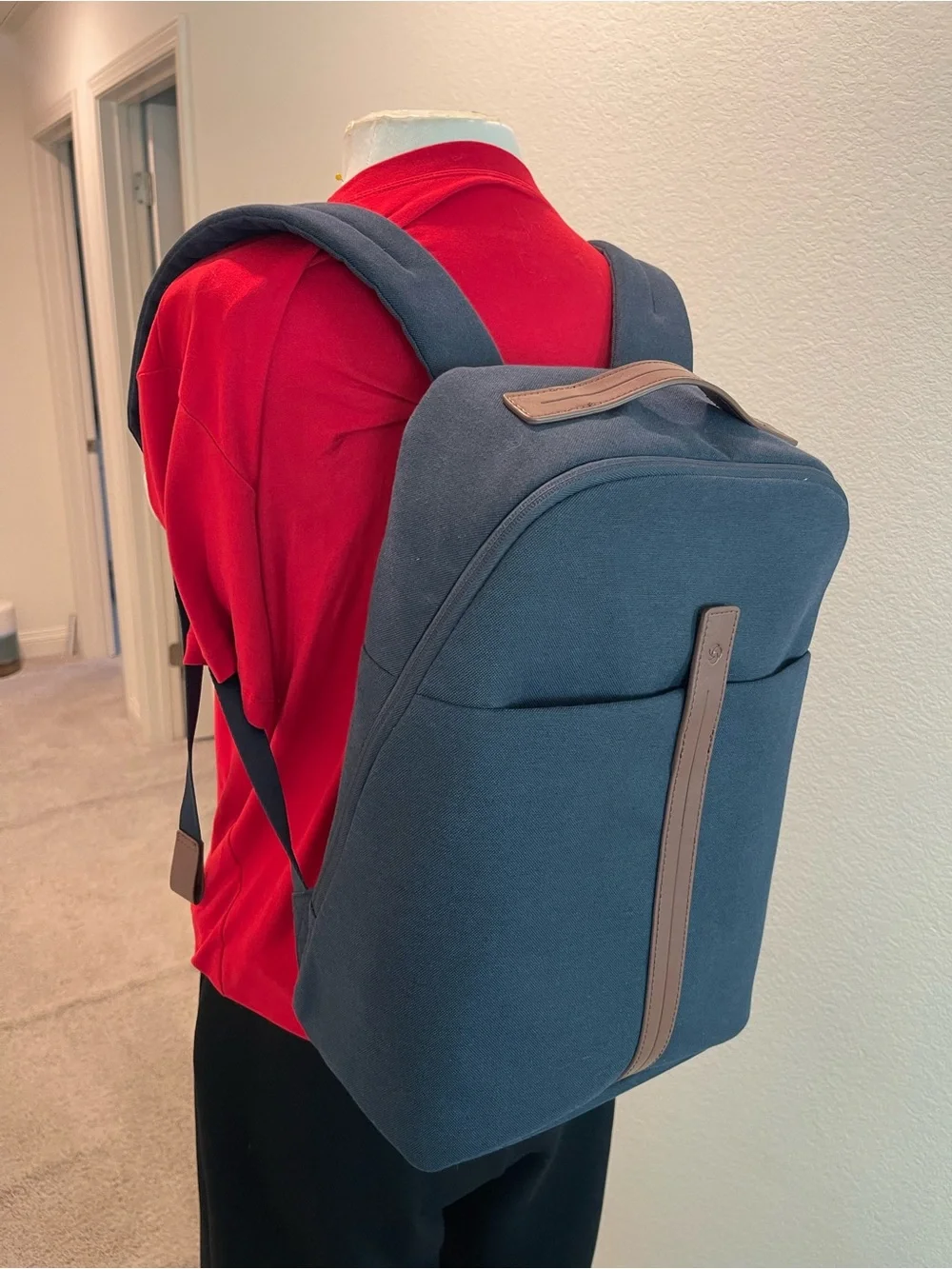 Samsonite Navy Backpack with Brown Trim Accents